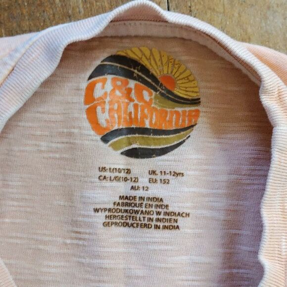C&C California shirt size 10 cotton orange peach spring summer vintage look - Picture 3 of 5
